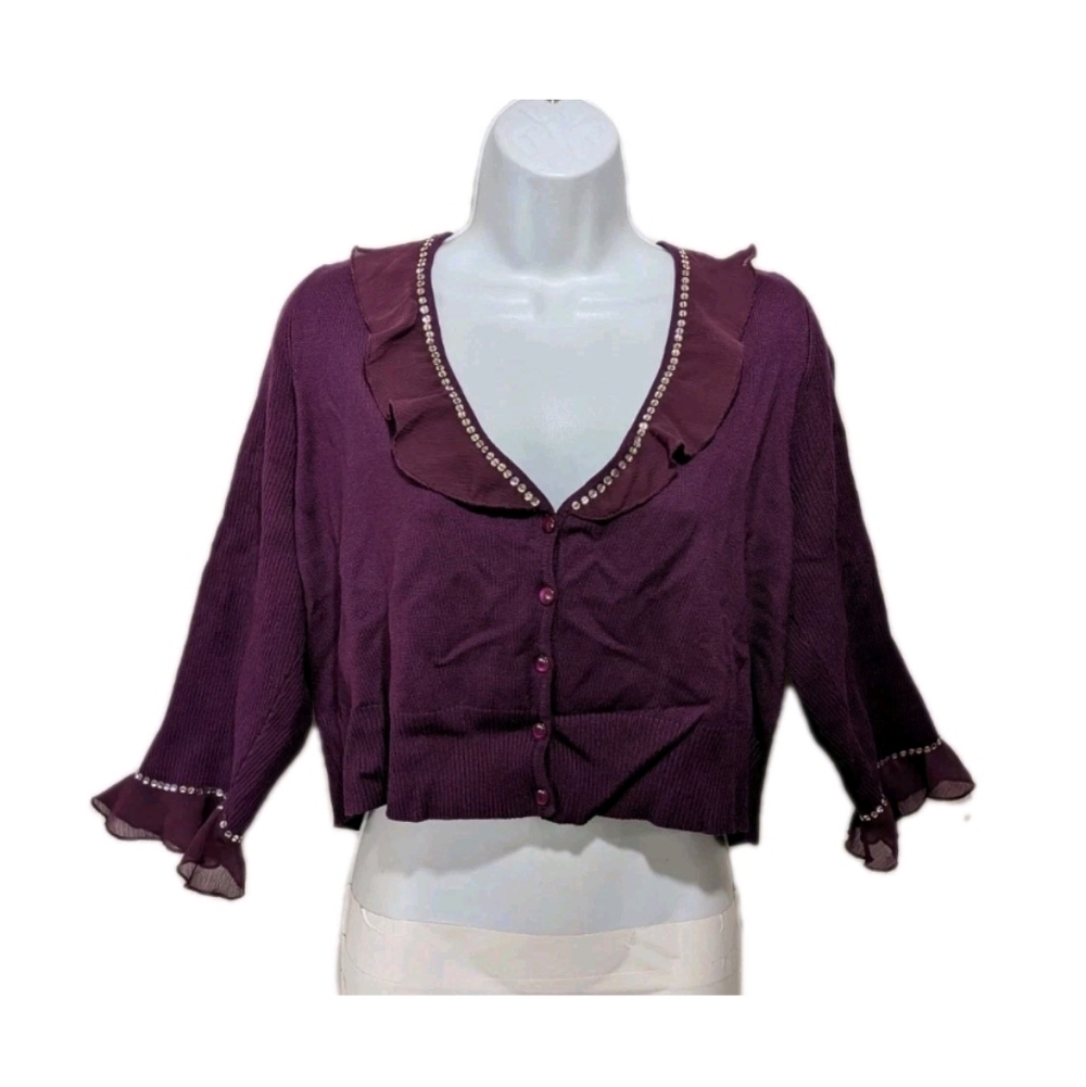 NWT Torrid 2 Chiffon Trim Shrug Cardigan Sweater 2X 90s Y2K Whimsical #2140